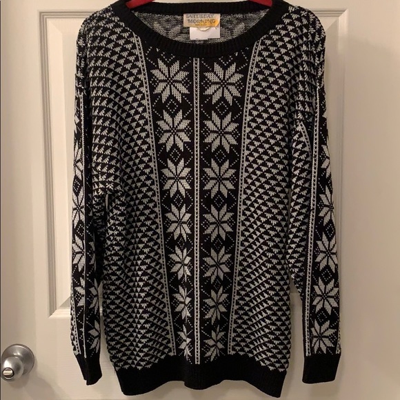 Womens Saturday Morning snowflake knit sweater XL - Picture 4 of 12